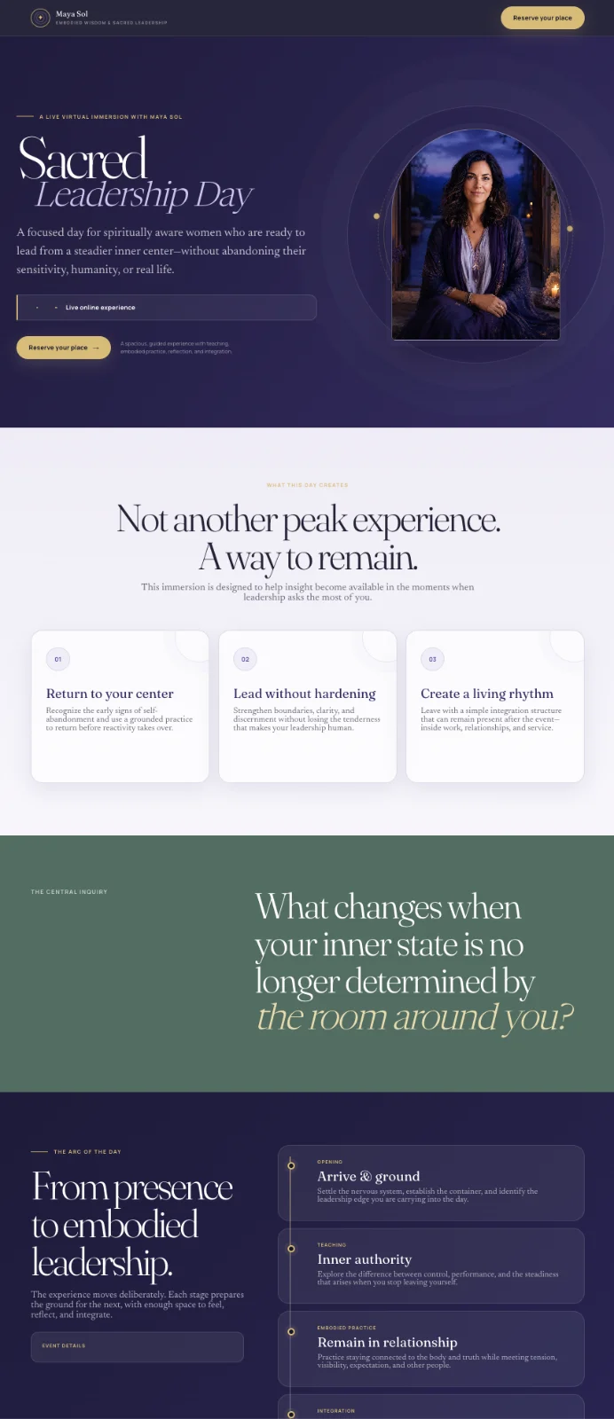 Free experience landing page built in Systems (demo brand)
