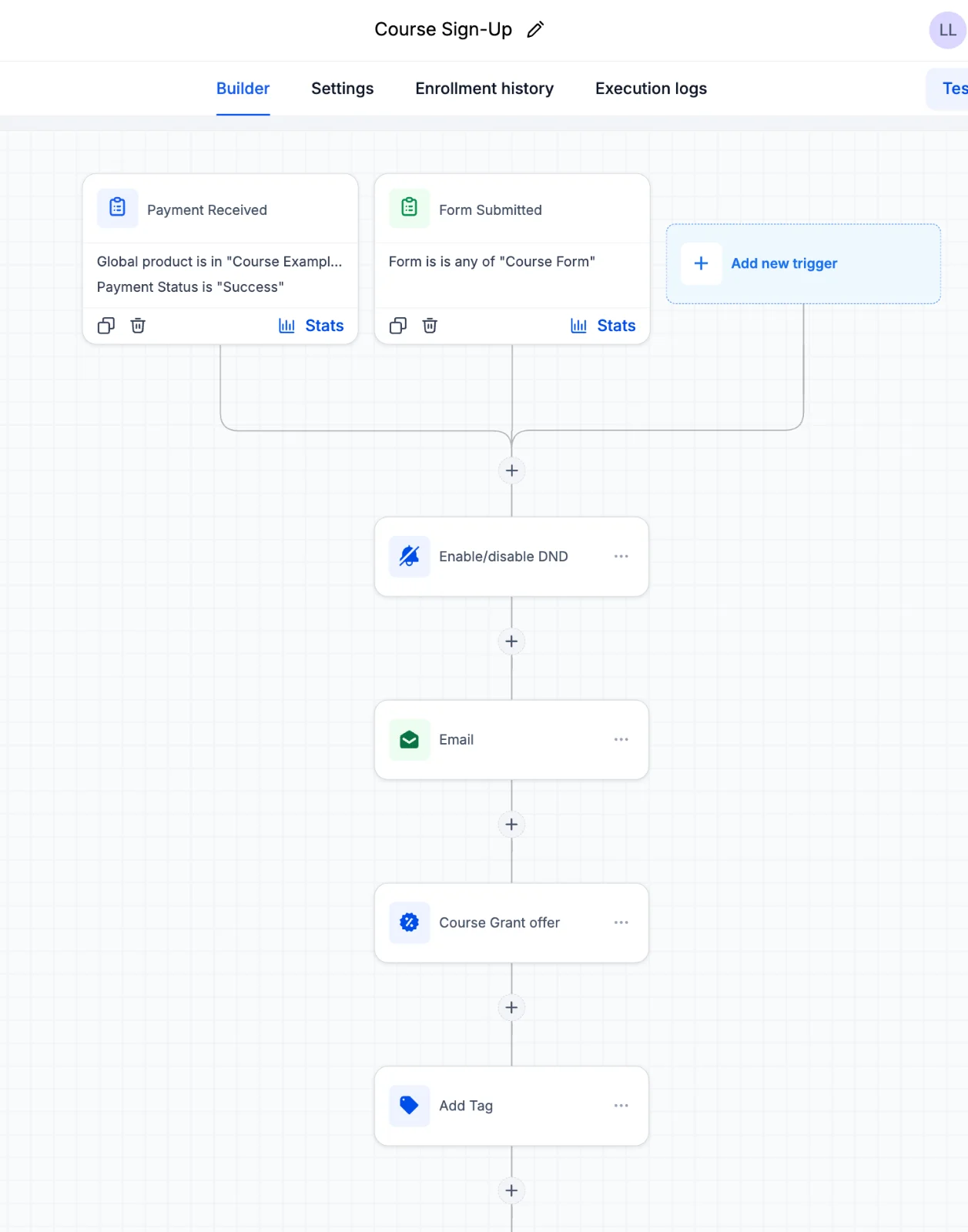 Automation: payment received → email → course access → tag